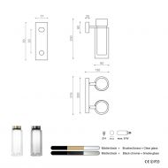 OSMAN Italienische Design-Wandleuchte Glas Messing Abmessungen Glas-Designleuchte.