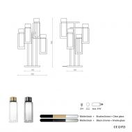 OSMAN Italienischer Tischleuchter mit Messing und Glasrohren Abmessungen Glas-Designleuchte.