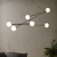 DAVOS 6-flam. Design H�ngeleuchte Skulpturale H�ngeleuchte mit 6 wei�en Kugelgl�sern.