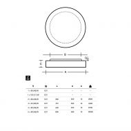DIAMO IP44 Flache runde Deckenleuchte aus Glas Abmessung der flachen Auenlampe in 4 Gren.