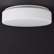 DIAMO IP44 Flache runde Deckenleuchte aus Glas Deckenleuchte mit  33cm, matt weies Lampenglas.