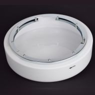 DIAMO IP44 Flache runde Deckenleuchte aus Glas Aufwendig gearbeitete Halterung, Glas mit Bajonettverschluss.