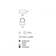 JINGEL wall light for outdoor use Abmessung der runden Wand-Auenleuchte.