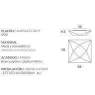 SUBRA Design Deckenleuchte quadratisch Quadratische Deckenleuchte mit 58 cm Seitenlnge.