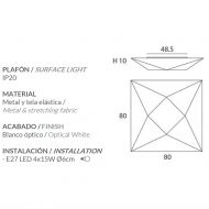 SUBRA Design Deckenleuchte quadratisch Quadratische Deckenleuchte mit 80 cm Seitenlnge.
