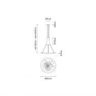 ESTRELL Extravagante Pendelleuchte Abmessungen der Leuchte in 60 cm.