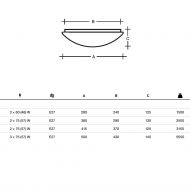 KARON Halbrunde Deckenleuchte aus Glas Abmessung der flachen Deckenlampe in 4 Gren.