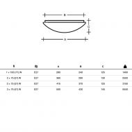 KARON Halbrunde Deckenleuchte aus Glas IP44 Abmessung der flachen Deckenlampe in 4 Gren, IP44.