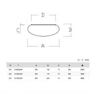 DAPHNE Auenleuchte aus Glas abgerundet Abmessung der halbrunden Deckenlampe in 4 Gren.