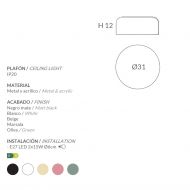 TARRO Design Deckenleuchte in Rund Abmessungen der spanischen Designleuchte.