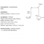 MAGNUS Pendelleuchte mit Schalter und Stecker Abmessungen der Pendelleuchte mit Stecker, 22 cm.