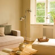 SERIO Skandinavische Design Stehleuchte 2-flammig Stehleuchte mit Doppelschirm Chrom Wohnzimmer