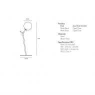 ATOM Hohe Tischleuchte in minimalistischem Design Abmessungen der langen Design Wandleuchte.