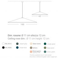 JEENA Moderne Pendelleuchte mit flachem Kegelschirm Abmessung der farbigen Pendelleuchten JEENA.