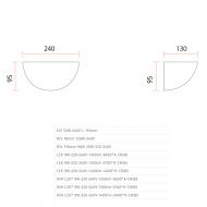 EVI wall light half shell Abmessung und Lumen der Wandleuchte.