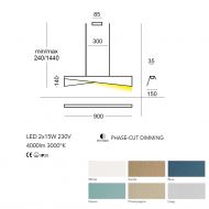 KAMI Innovative design pendant light Abmessung der 90 cm langen Hngeleuchte.