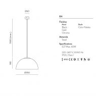 NENA Pendelleuchte mit farbigem Schirm Abmessungen der Pendelleuchte - gro.