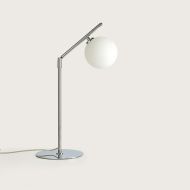 DAVOS Design Tischleuchte Tischlampe mit Opalkugel, Chrom.