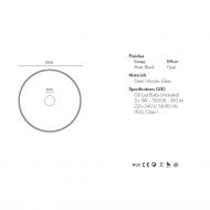 DONJA Flache Wandleuchte in Schwarz Abmessung der runden Wandleuchte.