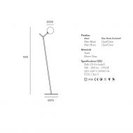 ATOM Minimalistische Design Stehleuchte mit Glaskugel Abmessung der minimalistischen Design Stehleuchte