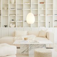 GILKA Nostalgische Pendelleuchte mit Opalglas Wohnzimmer im skandinavische Wohnstil, Naturtne.