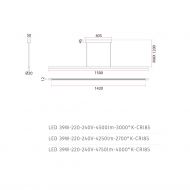 IVEN Lange minimalistische LED Hngeleuchte Abmessung der langen Hngeleuchte.