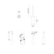 NORA Cylindrical pendant light Abmessung der Pendelleuchte.