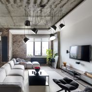 MAGNUS Modern pendant luminaire with 1 to 6 adjustable luminaires in matt lacquer finish Schne, moderne Wohnzimmer Leuchte.