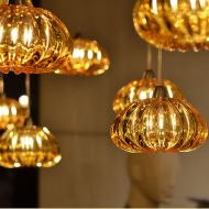 DIAMANTE Brilliante italienische Glas-Pendelleuchte Warmes, wohltuendes Licht des Bernstein-Lampenglas.