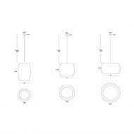 POMA Runde Hngeleuchte in vielen Farben Abmessungen der drei Schirmgren.