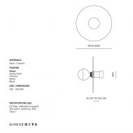 KASSY wall light with round ceramic shade Abmessung der Wandlampe.