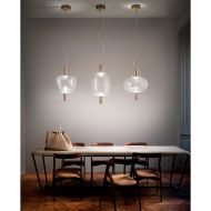 RIFLESSO Farbige Glas-Pendelleuchte Als Ensemble zur Tischbeleuchtung.