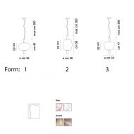 RIFLESSO Farbige Glas-Tischleuchte Abmessungen der Glas-Leuchten.