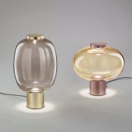 RIFLESSO Farbige Glas-Tischleuchte Ausfhrungen der Tischleuchte in Rauch und Bernsteinfarben.