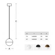 ESTELLE Kugelglas Pendelleuchte Abmessung der Kugelglas Pendelleuchte