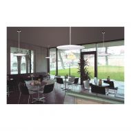 RONDO Flache Glas Hngeleuchte mit Stab-Halterung Beleuchtung einer Kantine.