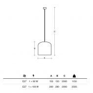 DUO Pendelleuchte in Betongrau oder Azurblau Abmessung der farbenfrohen Pendelleuchte.