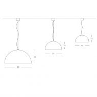 AMEDEO Halbkugel Pendelleuchte mit 40 cm Durchmesser Abmessung der Halbkugel-Pendelleuchte, drei Gren.