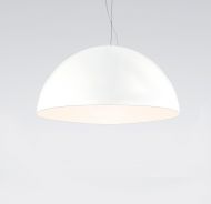 AMEDEO Halbkugel Pendelleuchte mit 40 cm Durchmesser Halbkugel Pendelleuchte aus Metall in matt Wei.