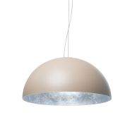 AMEDEO Halbkugel Pendelleuchte mit 40 cm Durchmesser Hngeleuchte in Sahara Beige mit Blattsilber Innenseite.