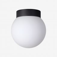 STELLA LED Kugelglas Deckenleuchte Seidenmattes kugelfrmiges Lampenglas mit schwarzer Halterung.