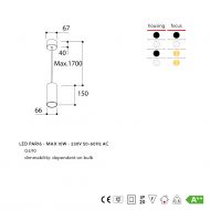 FUNNEL Modern spot pendant light Abmessung und Infos zur GU10 Variante in 15 cm Lnge.