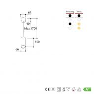 FUNNEL Modern spot pendant light Abmessung und Infos zur GU10 Variante in 24 cm Lnge.