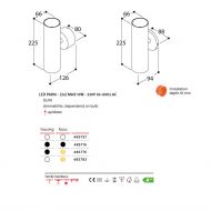 FUNNEL Moderne Spot-Wandleuchte 2-flammig 2-flammige Wandleuchte, Abmessungen.