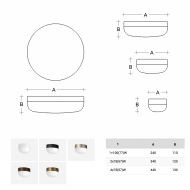 PRIMA Deckenleuchte aus Glas Abmessung der halbrunden Deckenleuchte.