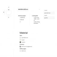 MUREA Design Deckenleuchte aus Glas Abmessung der minimalistischen Design Deckenleuchte.