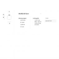 MUREA S Kleine Deckenleuchte aus Opalglas Abmessung der minimalistischen Design Deckenleuchte.