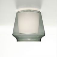 ALEVE Design Deckenleuchte mit Textil-Diffusor Option in Rauchglas mit weiem Textil-Diffusor.