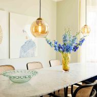 BACCIO Pendelleuchte mit farbigen Glas Esstisch Beleuchtung mit Amber-Pendelleuchte.