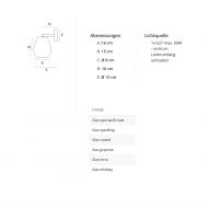 BAGAN Wandleuchte mit farbigen Glasschirm Abmessung der kleinen Wandleuchte.